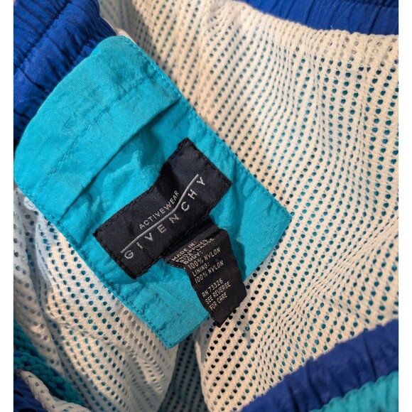Vintage Givenchy Sport Swim Shorts Solid Turquoise Blue Trim - Men's Size Large - Picture 6 of 7